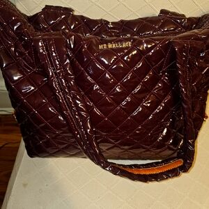 MZ Wallace Burgundy Laquer Medium Sutton Quilted Tote Bag